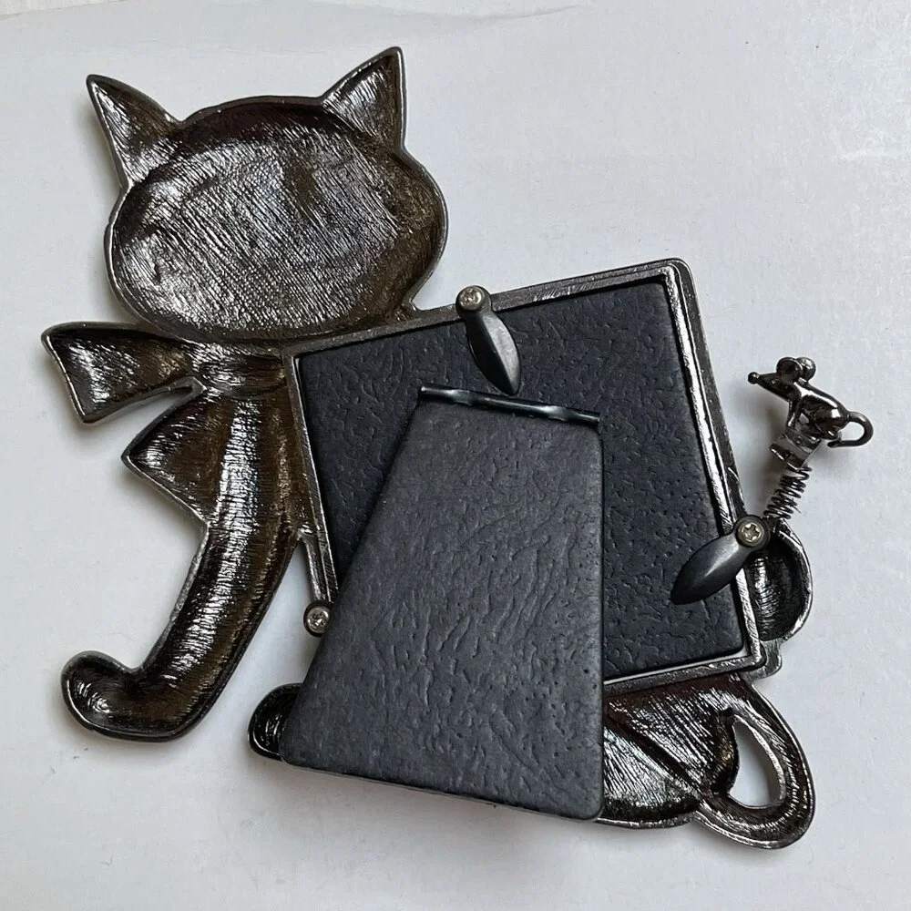 Silver‎ Tone Kitty Cat Photo Frame Sonoma Mouse Picture Frame Home Decor